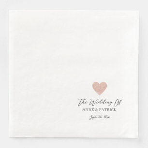Serviette En Papier Deux noms Dusty Rose Mariage Coeur