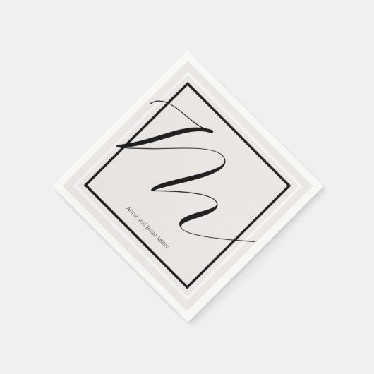 Serviette En Papier Deux noms élégamment monogrammes (Coin)