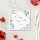 Serviette En Papier Deux noms Romantique bleu poussiéreux mariage Na (En situation)