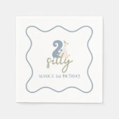 Serviette En Papier Deux oies soyeux bleu et vert 2e anniversaire (Devant)