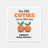 Serviette En Papier Deux petites cuties Orange Twin Baby shower (Devant)