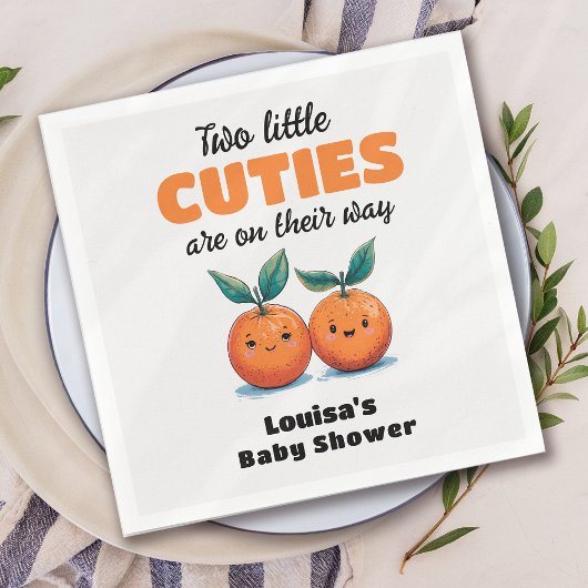 Serviette En Papier Deux petites cuties Orange Twin Baby shower