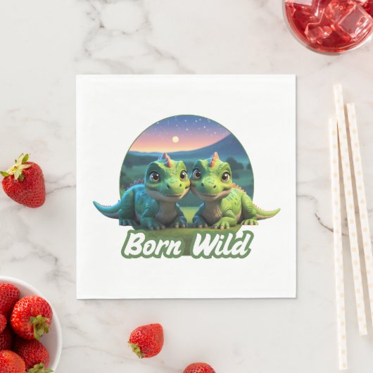 Serviette En Papier Deux petits dinos (En situation)