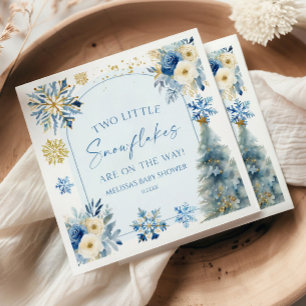Serviette En Papier Deux petits flocons de neige Baby shower jumeaux d
