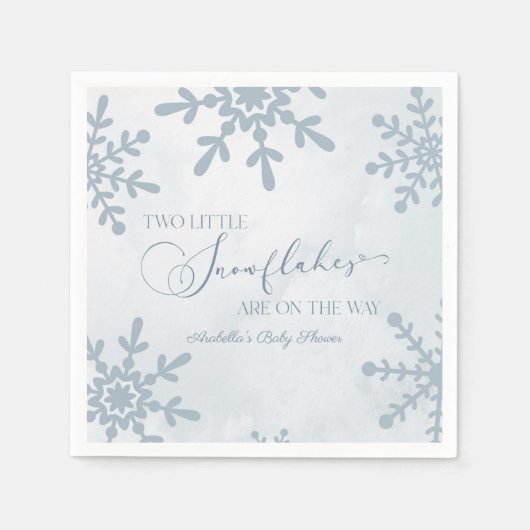 Serviette En Papier Deux petits flocons de neige Baby shower jumeaux d (Devant)