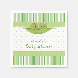 Serviette En Papier Deux petits pois dans Pod Twins Baby shower Party 