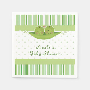 Serviette En Papier Deux petits pois dans une cosse Jumeaux Baby Showe