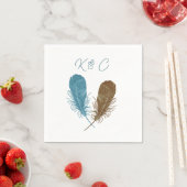 Serviette En Papier Deux pieds Initiales Mariage Napkin (En situation)