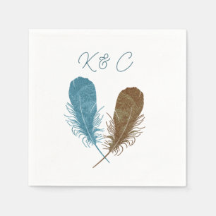 Serviette En Papier Deux pieds Initiales Mariage Napkin