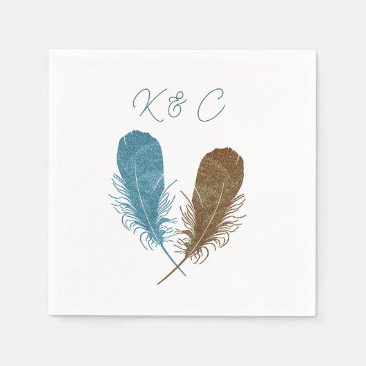 Serviette En Papier Deux pieds Initiales Mariage Napkin (Devant)