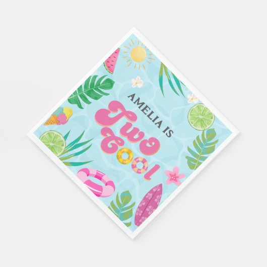 Serviette En Papier Deux piscines tropicales cool été 2e anniversaire (Coin)