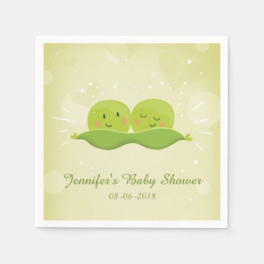 Serviette En Papier Deux pois dans un pod Papier Napkin Baby shower ju (Devant)