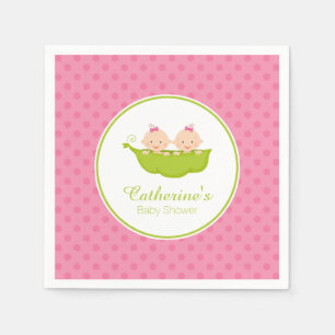 Serviette En Papier Deux pois roses en papier Baby shower Pod Napkin