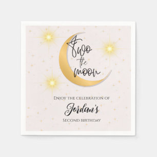 Serviette En Papier Deux pour la Lune Élégant Anniversaire 2 ans Genre