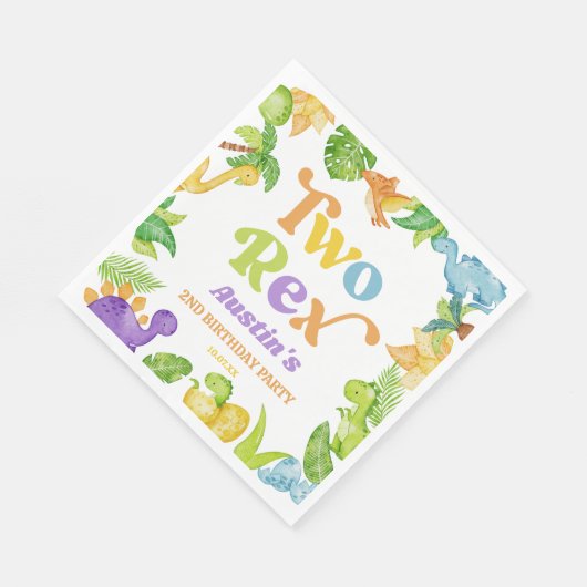 Serviette En Papier Deux Rex Dinosaur 2ème fête d'anniversaire (Coin)