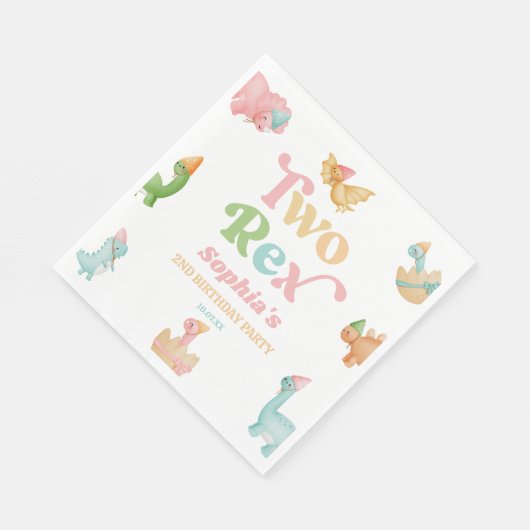 Serviette En Papier Deux Rex Dinosaur 2ème fête d'anniversaire (Coin)