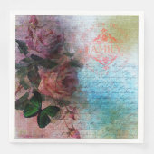 Serviette En Papier Deux Roses famille florale Ephémère Découpage (Devant)