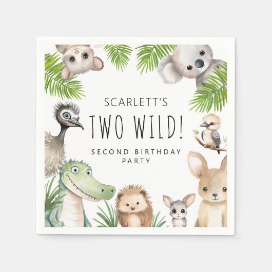Serviette En Papier Deux Sauvages ! Anniversaire d'Aussie (Devant)