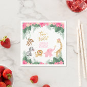 Serviette En Papier DEUX SAUVAGES - Safari rose fille's DEUXIÈME anniv (En situation)