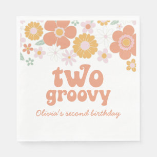 Serviette En Papier Deux serviettes de deuxième anniversaire florales