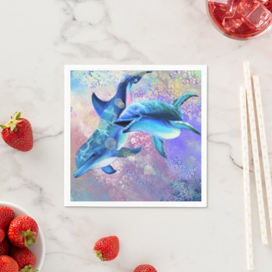 Serviette En Papier Deux serviettes Dolphin (En situation)