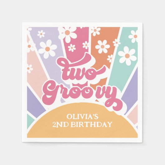 Serviette En Papier Deux Sunshine Retro Super Rainbow Daisy (Devant)
