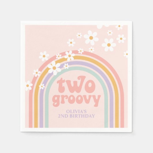 Serviette En Papier deux Super Pastel arc-en-ciel 2E anniversaire (Devant)