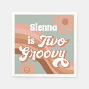 Serviette En Papier Deux Super Retro Daisy Sage Pink 2e anniversaire