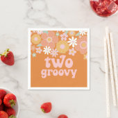 Serviette En Papier Deux Super Retro Floral 2ème anniversaire (En situation)