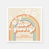 Serviette En Papier Deux Super Retro Rainbow Daisy Anniversaire (Devant)
