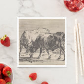 Serviette En Papier Deux taureaux de combat (par Paulus Potter) (En situation)