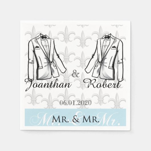 Serviette En Papier Deux Tuxedo Groom Gay Mariage Napkin (Devant)
