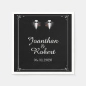 Serviette En Papier Deux Tuxedos avec Mariage rouge Rose Gay Napkin (Devant)