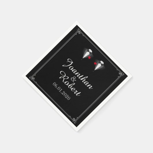 Serviette En Papier Deux Tuxedos avec Mariage rouge Rose Gay Napkin (Coin)