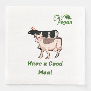Serviette En Papier Deux vaches avec Vegan Logo Leaf personnalisée