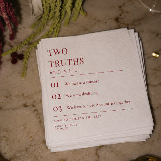 Serviette En Papier Deux Vérités et un Mensonge Cocktail de Mariage Fa