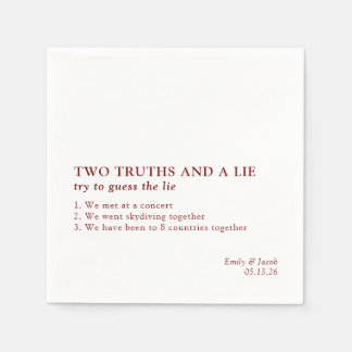 Serviette En Papier Deux vérités et un mensonge minimaliste Fun Fact M