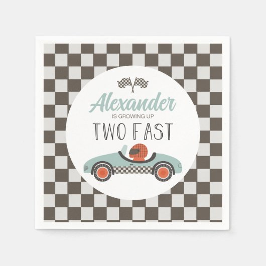 Serviette En Papier Deux voitures de course bleu rapide Anniversaire s (Devant)