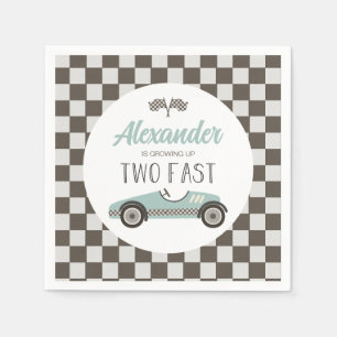 Serviette En Papier Deux voitures de course bleues rapides Anniversair