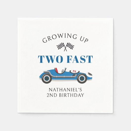 Serviette En Papier Deux voitures de course rapide 2e anniversaire (Devant)