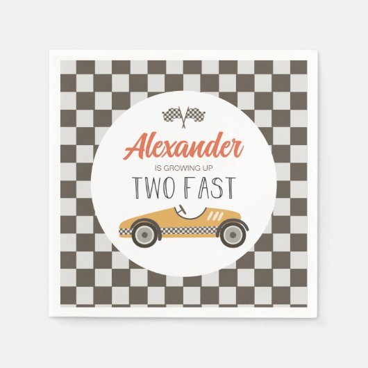 Serviette En Papier Deux voitures de course rapide anniversaire (Devant)