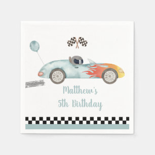 Serviette En Papier Deux voitures de course rapide anniversaire