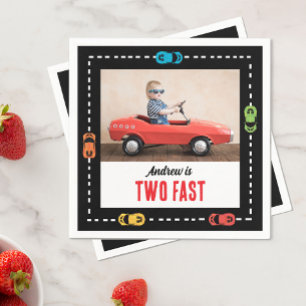 Serviette En Papier Deux voitures de course rapide Boys Anniversaire P