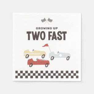Serviette En Papier Deux voitures de course rapide fête d'anniversaire