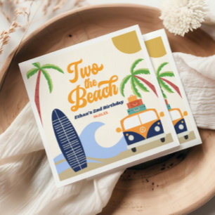 Serviette En Papier Deuxième anniversaire Two The Beach Surf Blue