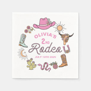 Serviette En Papier Deuxième Rodéo Rose Cow-boy Occidental 2ème Annive