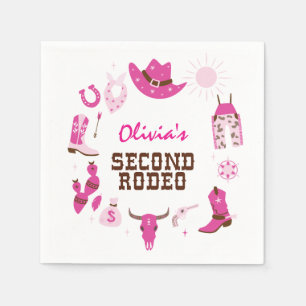 Serviette En Papier Deuxième Rodéo Rose Cow-boy Occidental 2ème Annive