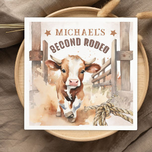 Serviette En Papier Deuxième RODÉO Wild West Bull Cowboy 2e annivers