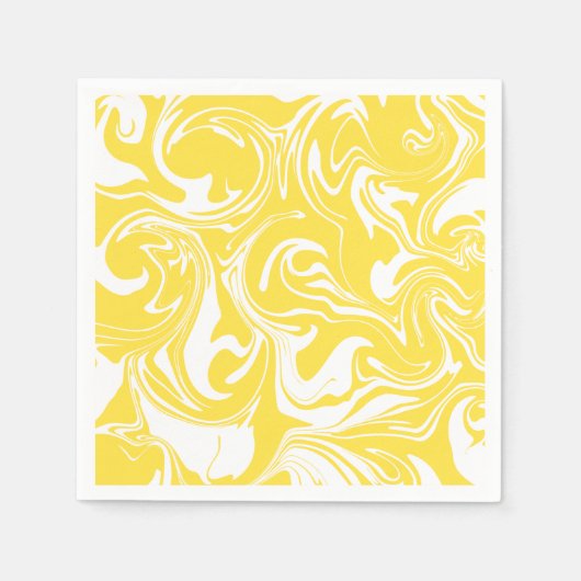 Serviette En Papier Déversement - Citron jaune et blanc (Devant)