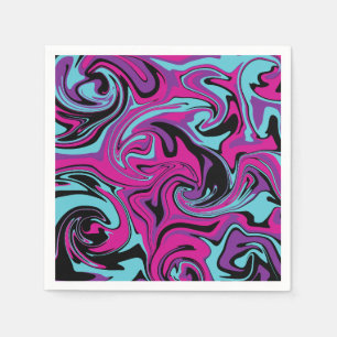 Serviette En Papier Déversement - rose, violet, bleu et noir